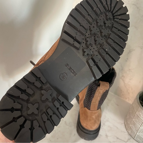 New! Geox Iridea Respira Brown Suede Combat boots Sz 38 US 8 $170 - Picture 6 of 8